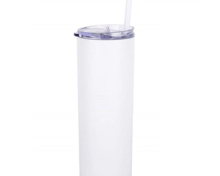 20 oz Stainless Steel, double wall insulated Tumbler with straw and rubber bottom.