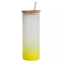 Load image into Gallery viewer, Frosted Sublimation Glass Tumblers 18oz With Bamboo Lid and Straw

