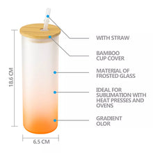 Load image into Gallery viewer, Frosted Sublimation Glass Tumblers 18oz With Bamboo Lid and Straw
