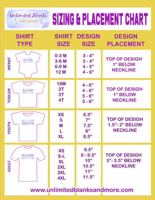 Sizing & Placement Chart *Digital Download* – Unlimited Blanks and More