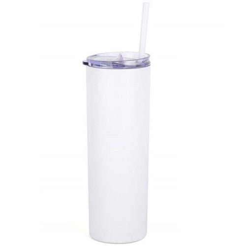 20 oz Stainless Steel, double wall insulated Tumbler with straw and rubber bottom.