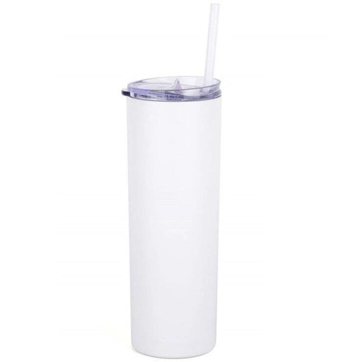 20 oz Stainless Steel, double wall insulated Tumbler with straw and rubber bottom.